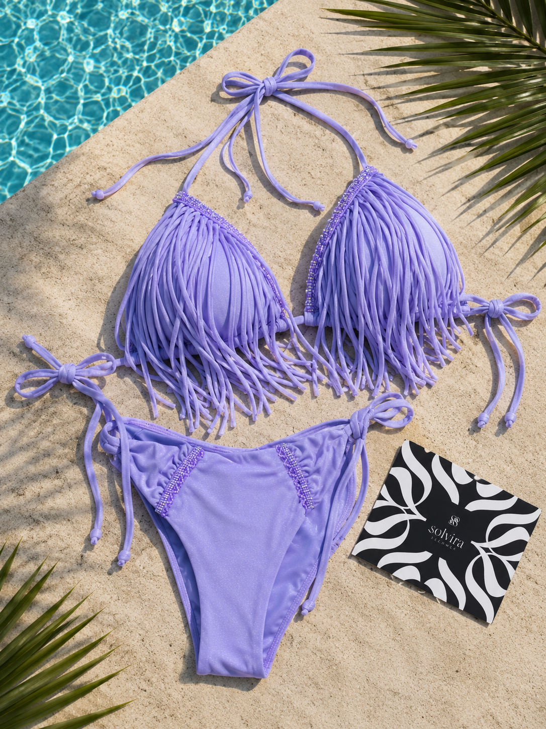 Femperium By PD Lavender Fringe Triangel Bikini